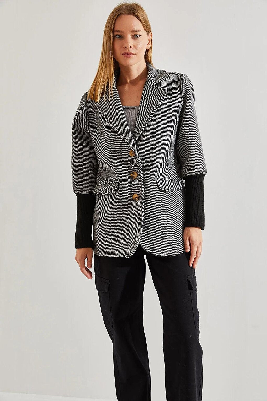 Women's Sleeves Knitwear Patterned Jacket