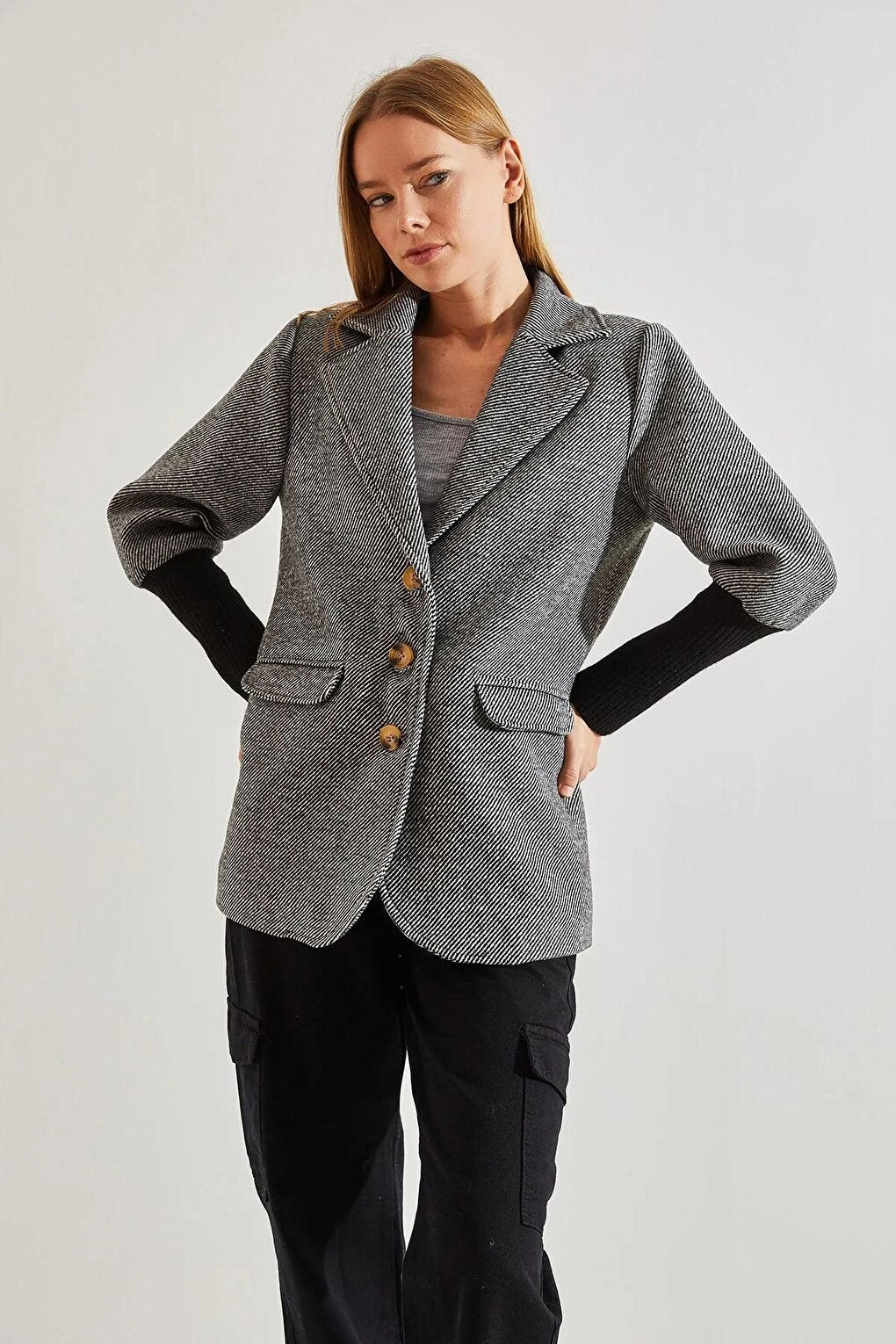 Women's Sleeves Knitwear Patterned Jacket