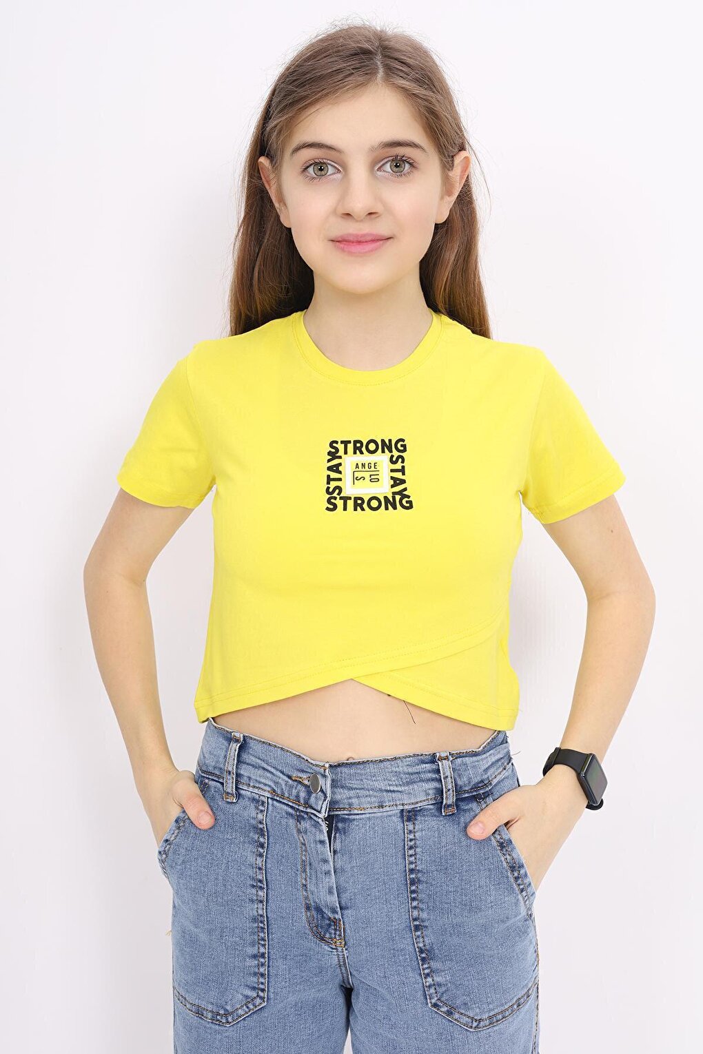 Girl's Cross Model Crop T-Shirt 9-14 Years Lx232