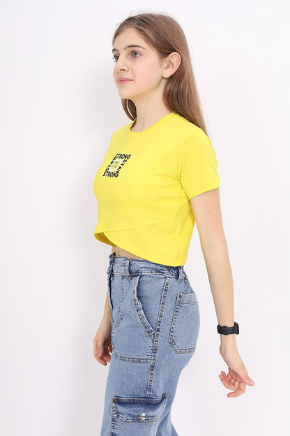 Girl's Cross Model Crop T-Shirt 9-14 Years Lx232