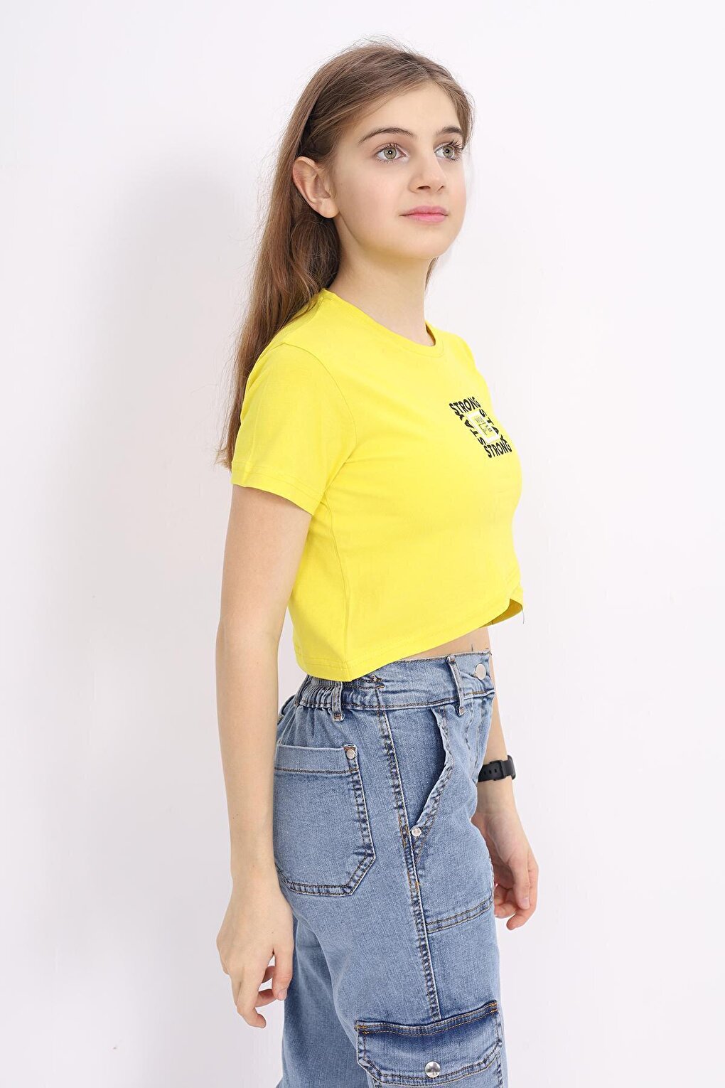 Girl's Cross Model Crop T-Shirt 9-14 Years Lx232