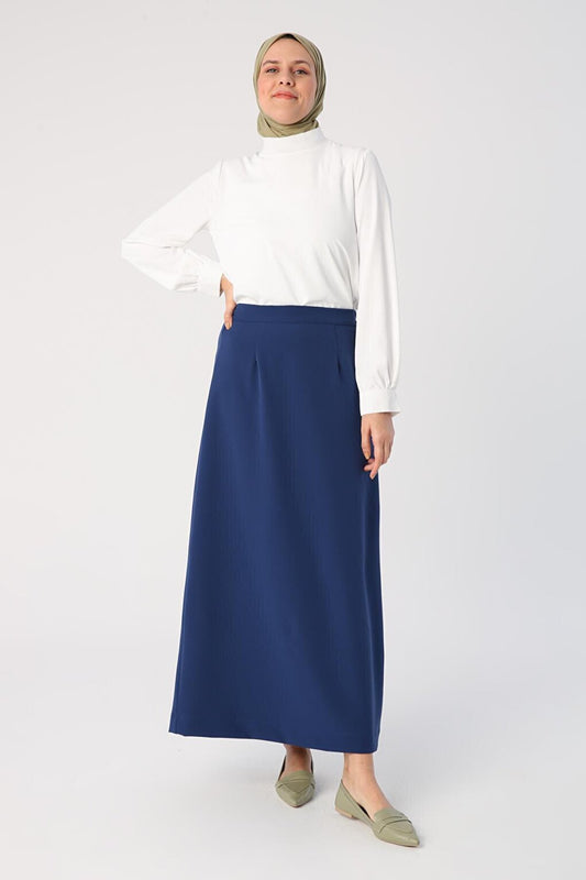 Indigo Elastic Waist Pencil Skirt