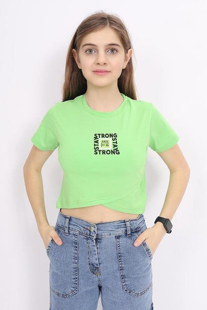 Girl's Cross Model Crop T-Shirt 9-14 Years Lx232