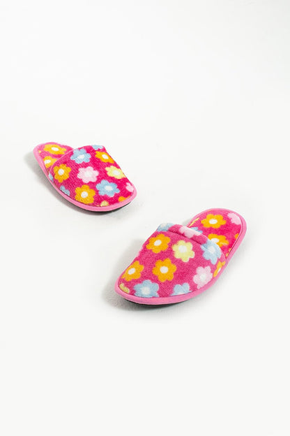 Warm Lining Flower Patterned Comfortable Fit Women's Indoor Slippers BNK355