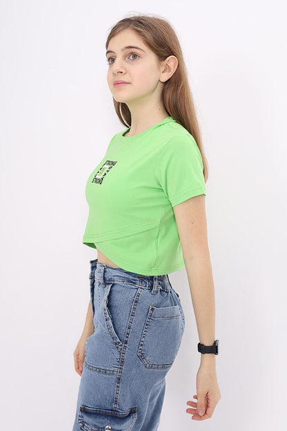 Girl's Cross Model Crop T-Shirt 9-14 Years Lx232