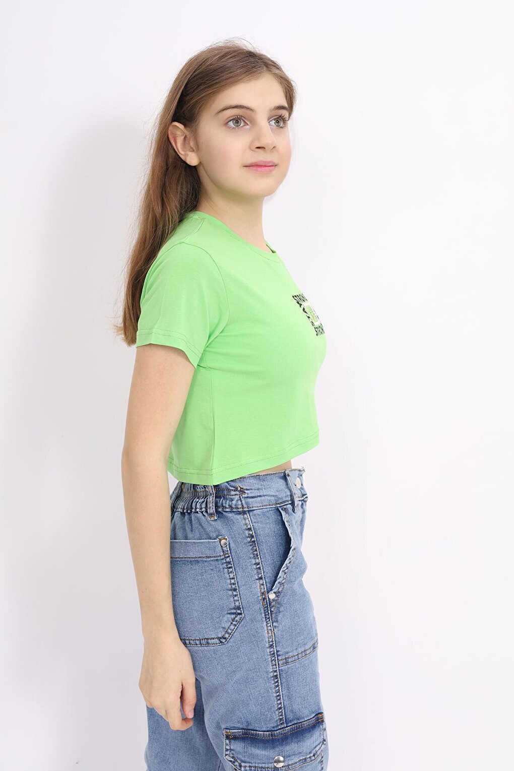 Girl's Cross Model Crop T-Shirt 9-14 Years Lx232