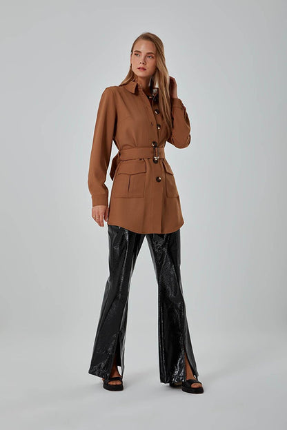 Camel Jacket with Bag Pockets