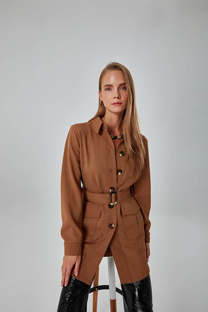 Camel Jacket with Bag Pockets