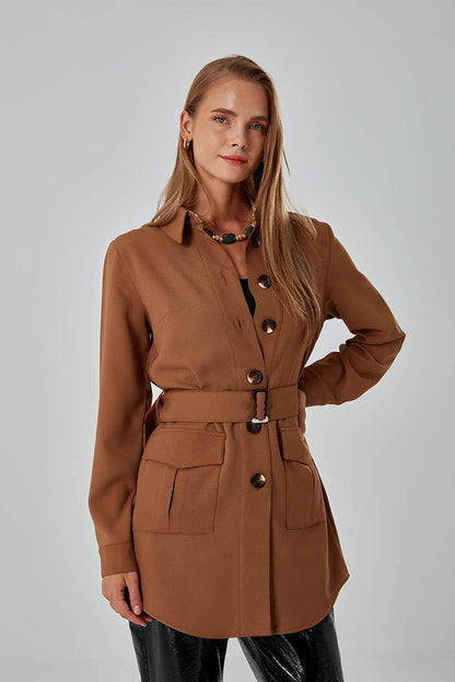 Camel Jacket with Bag Pockets