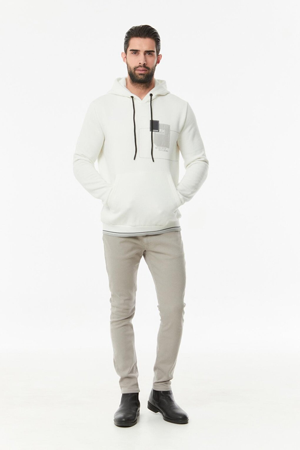 Embroidered Kangaroo Pocket Sweatshirt