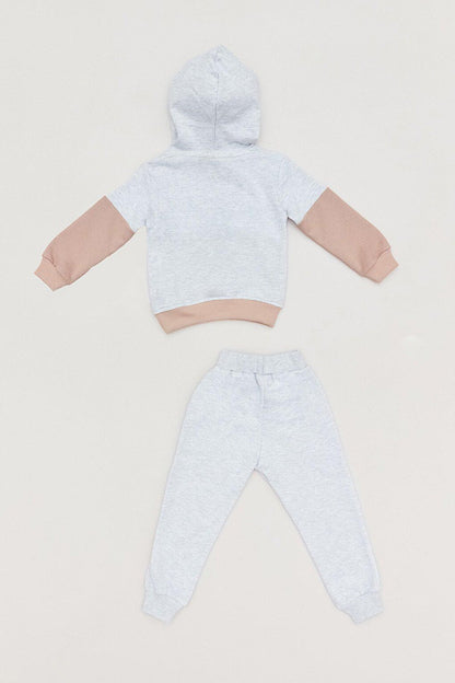 Text Printed Hooded Boys Tracksuit Set