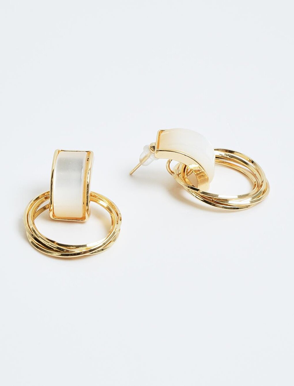 Gold Multiple Hoop Figured Earrings