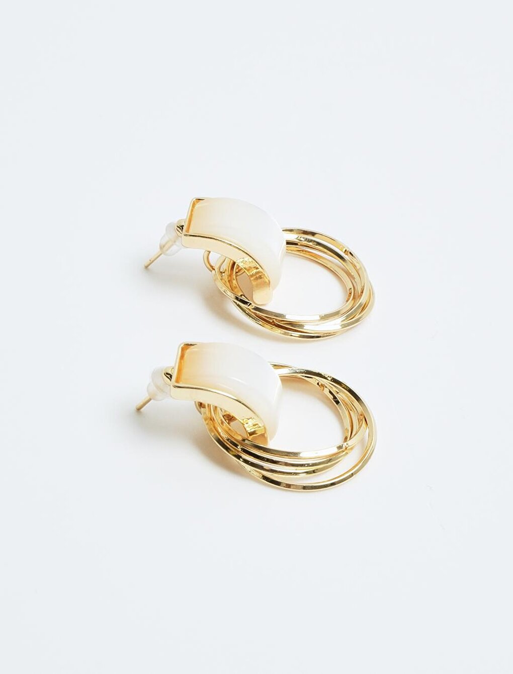 Gold Multiple Hoop Figured Earrings