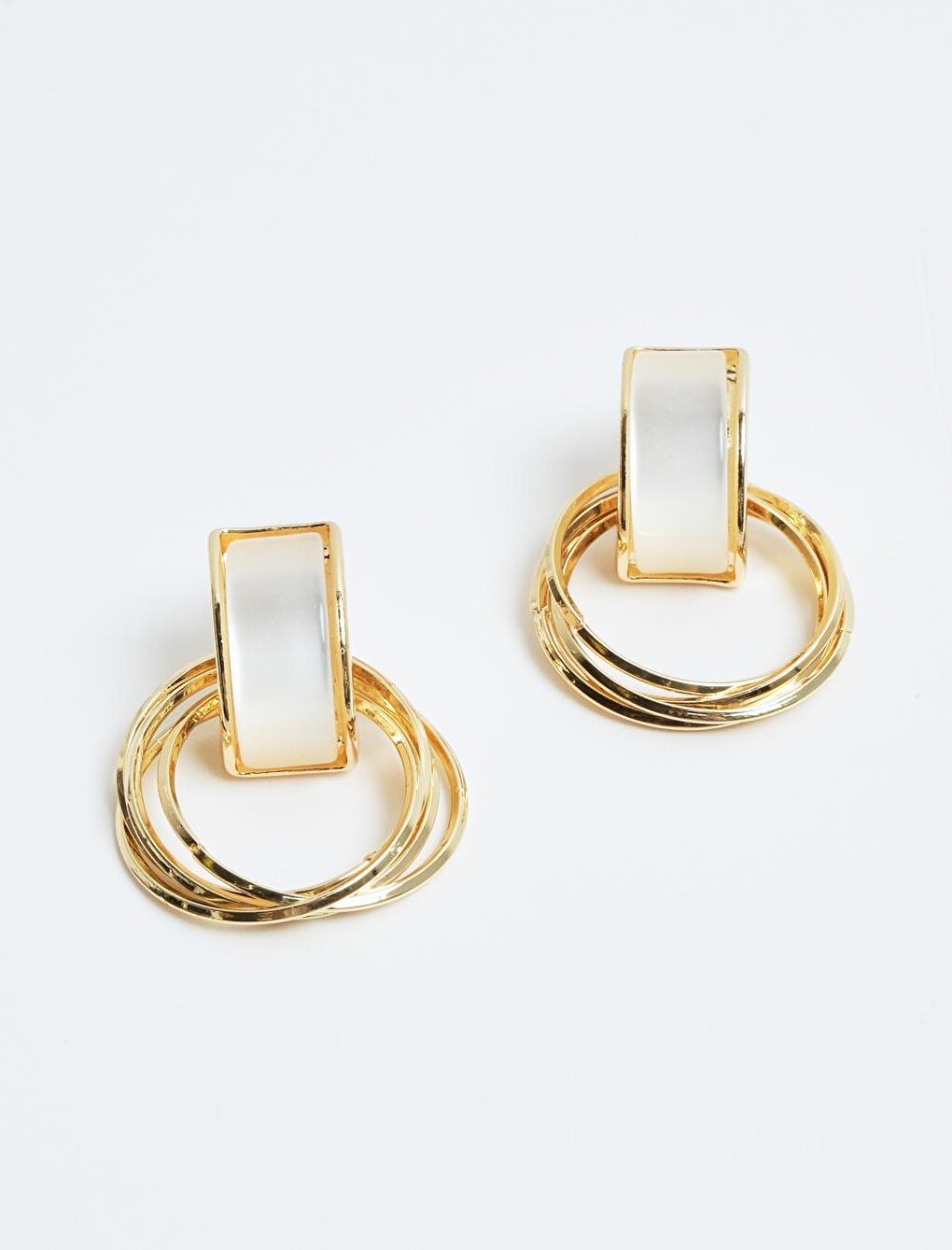 Gold Multiple Hoop Figured Earrings