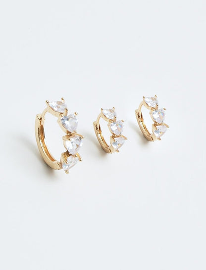 Stylish Earrings with Gold Stone Hoop Figures