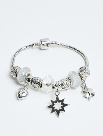 White Multi-Figure Shiny Charm Bracelet