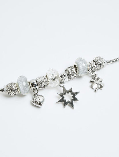 White Multi-Figure Shiny Charm Bracelet