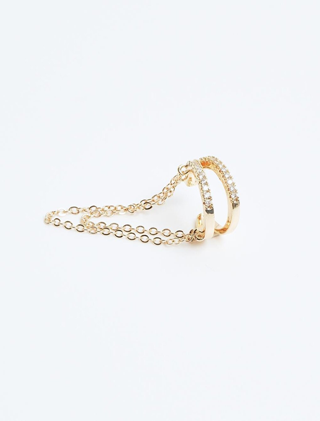 Joint Earring with Gold Stone and Chain Detail