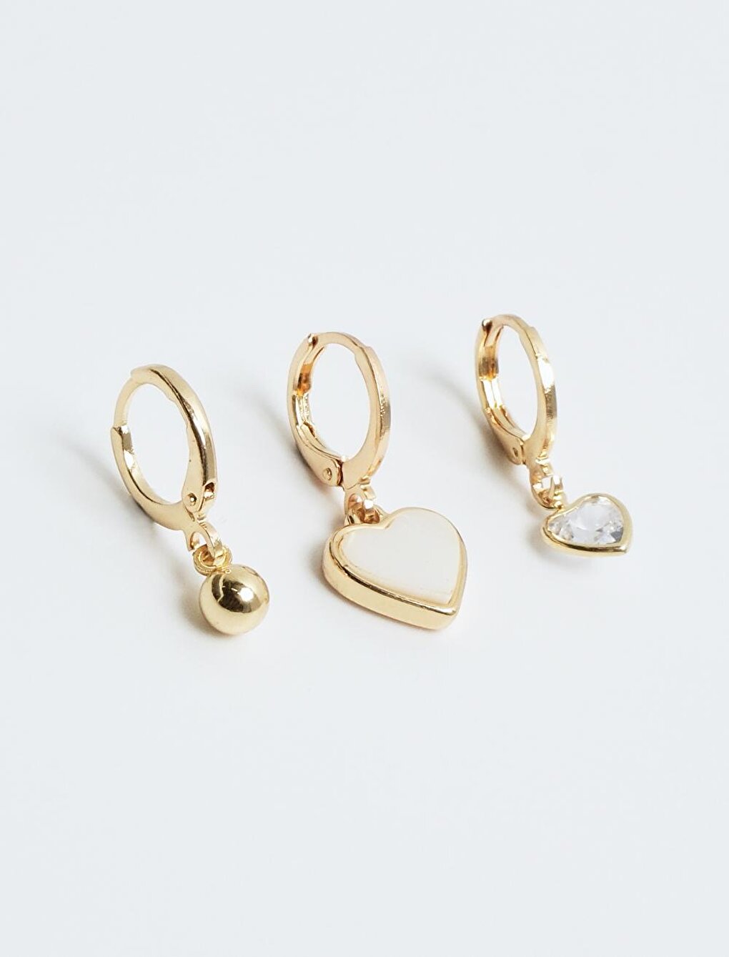 Gold Heart Figured Multiple Earring Set