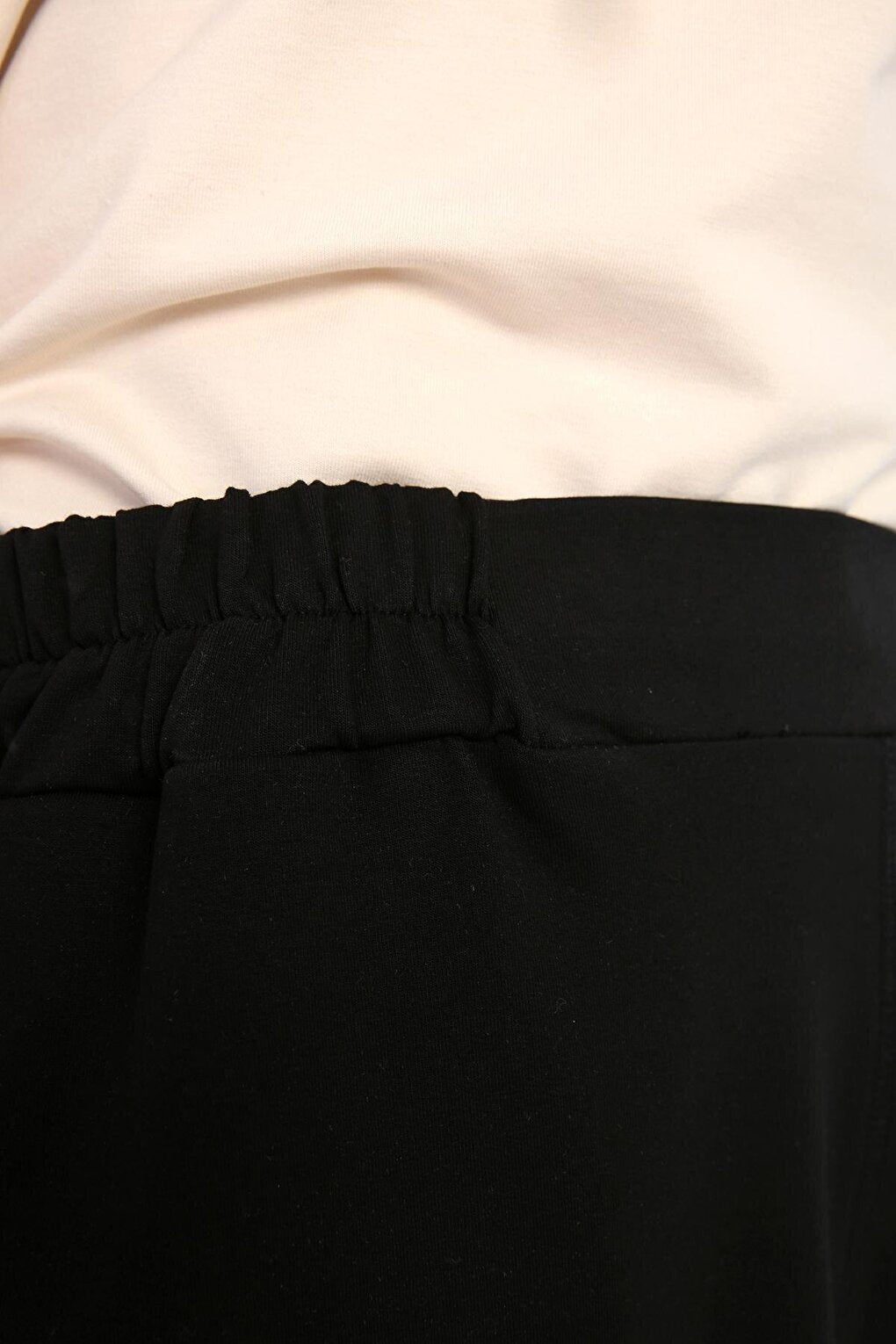 Black Straight Tight Skirt with Elastic Waist