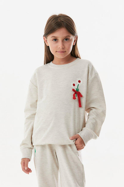 Flower Embroidered Girl's Tracksuit Set