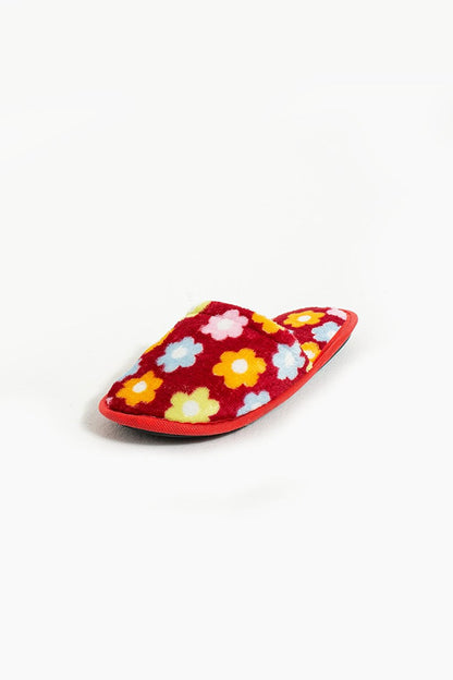 Warm Lining Flower Patterned Comfortable Fit Women's Indoor Slippers CCK355