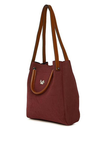 Large Nubuck Bag with Iron Handle Garnish