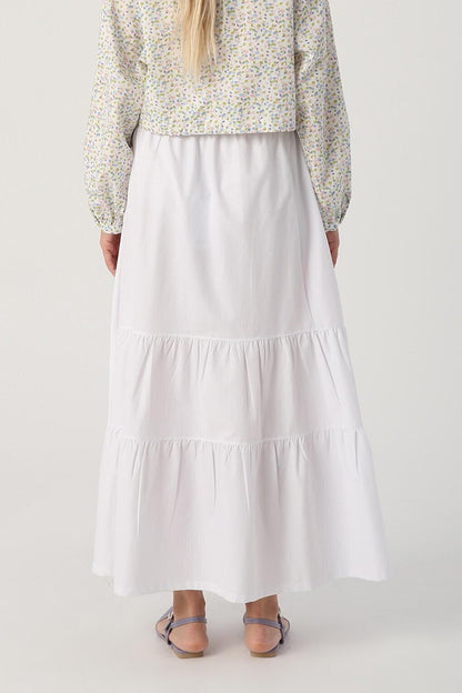 White Gipe Detailed Long Skirt