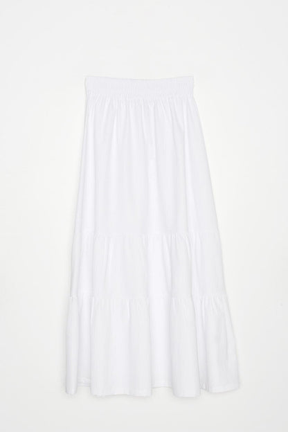 White Gipe Detailed Long Skirt