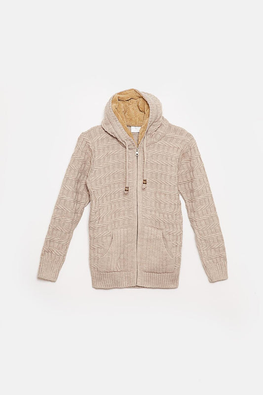 Fur Detailed Knitwear Boys Cardigan