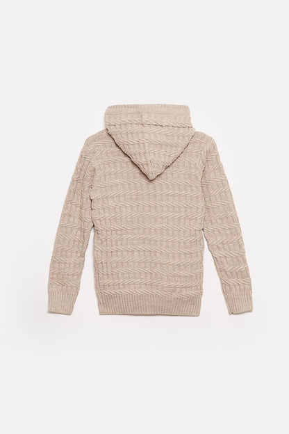 Fur Detailed Knitwear Boys Cardigan