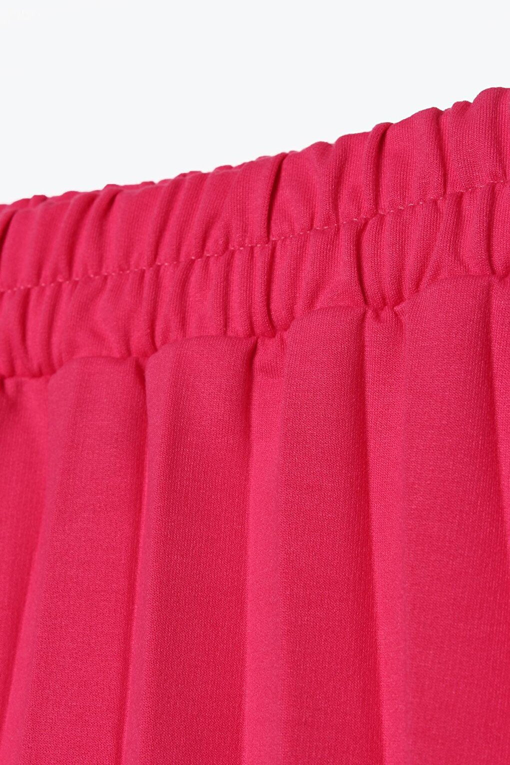 Fuchsia Elastic Waist Knitted Pleat Skirt