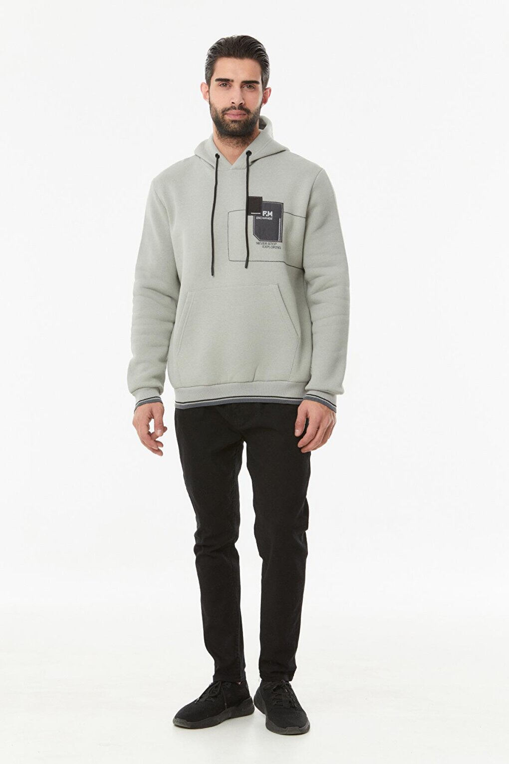 Embroidered Kangaroo Pocket Sweatshirt