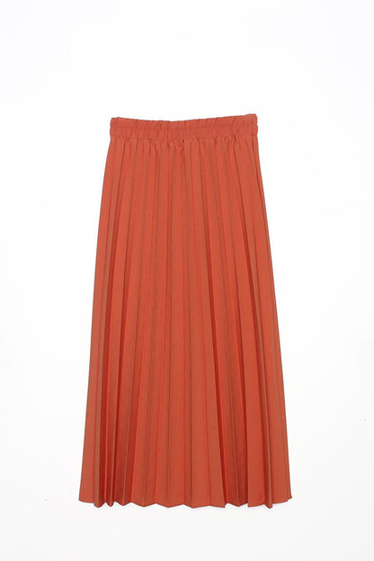 Orange Waist Pleated Skirt