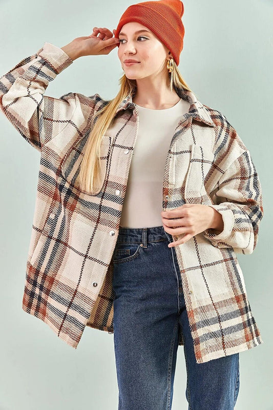 Women's Plaid Pattern Lumberjack Shirt with Rubber on the Back