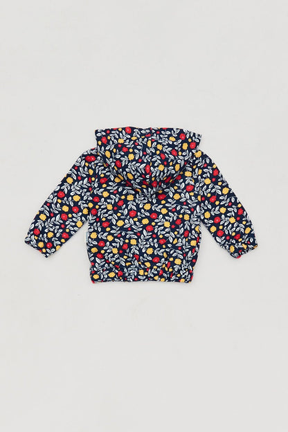 Flower Printed Hooded Girls Sweatshirt