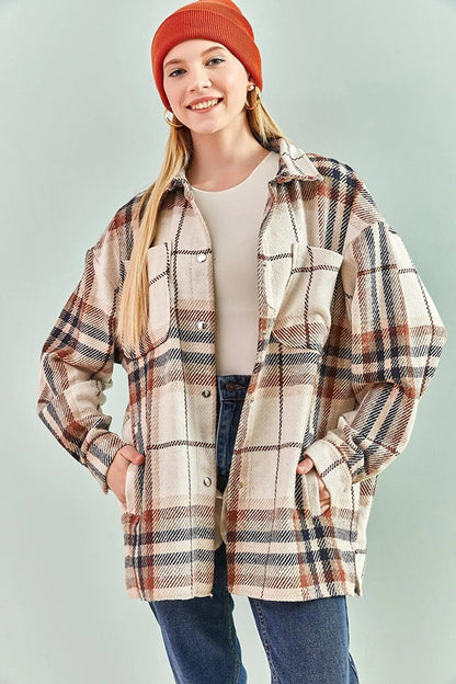 Women's Plaid Pattern Lumberjack Shirt with Rubber on the Back