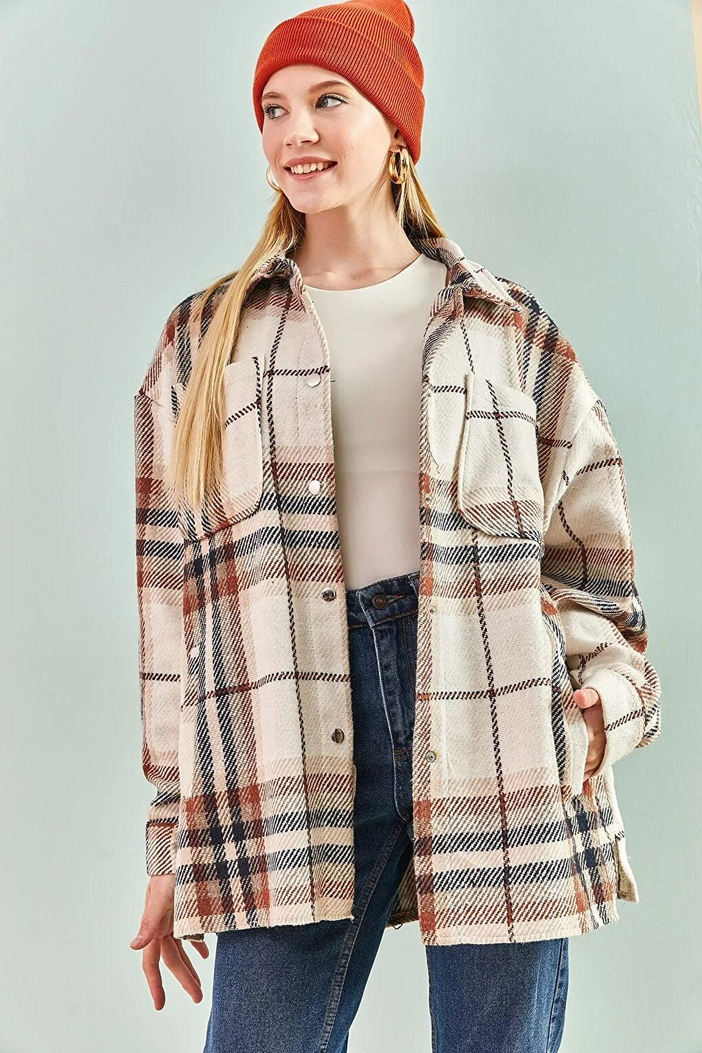 Women's Plaid Pattern Lumberjack Shirt with Rubber on the Back