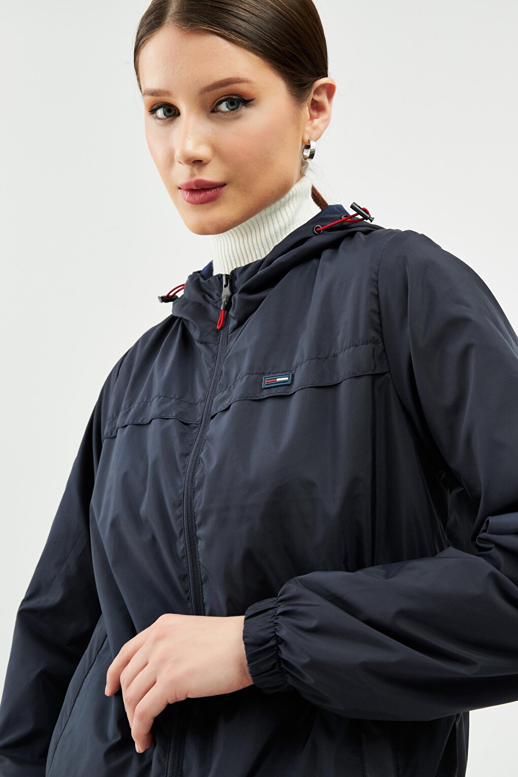 Women's Water Resistant Hooded, Lined, Pocketed Raincoat - Windbreaker Jacket