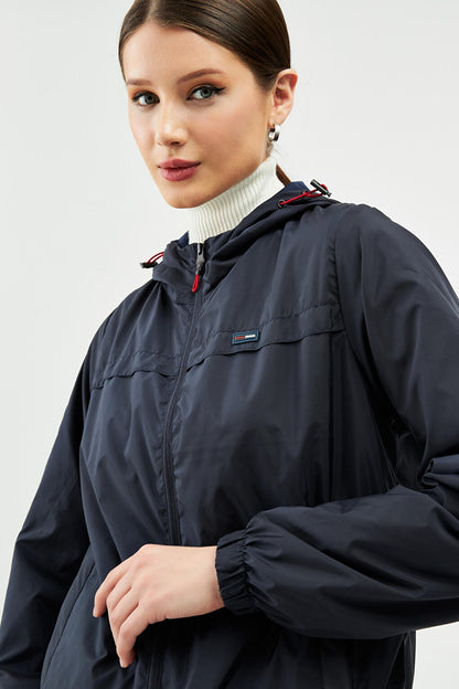 Women's Water Resistant Hooded, Lined, Pocketed Raincoat - Windbreaker Jacket