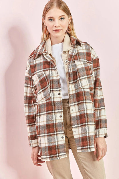 Women's Plaid Pattern Lumberjack Shirt with Rubber on the Back