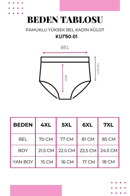 Cotton High Waist Plus Size Basic Women's Panties