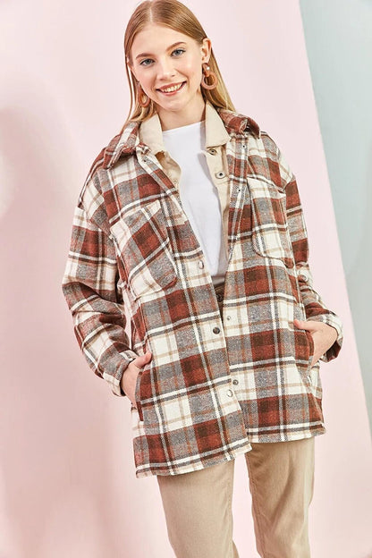 Women's Plaid Pattern Lumberjack Shirt with Rubber on the Back