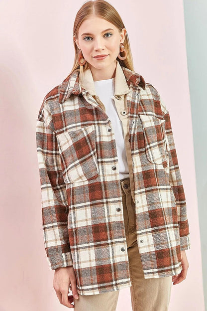 Women's Plaid Pattern Lumberjack Shirt with Rubber on the Back