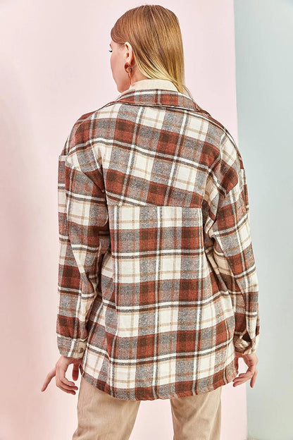 Women's Plaid Pattern Lumberjack Shirt with Rubber on the Back