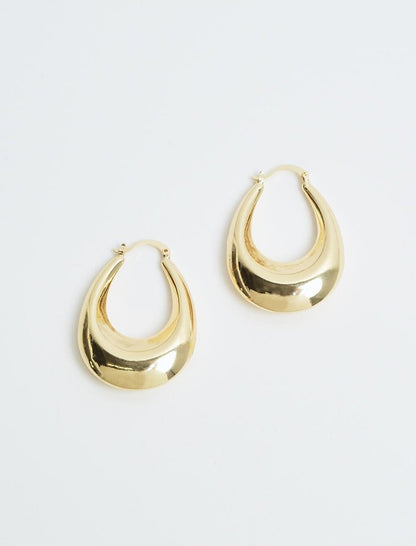 Gold Oval Stylish Clip Earrings