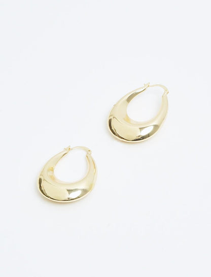 Gold Oval Stylish Clip Earrings