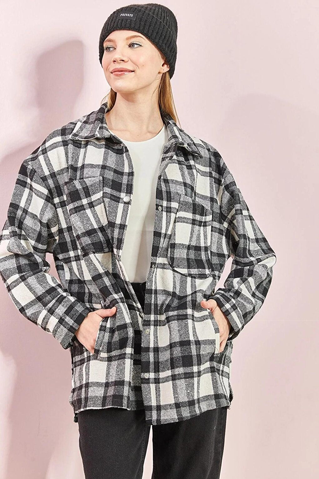 Women's Plaid Pattern Lumberjack Shirt with Rubber on the Back