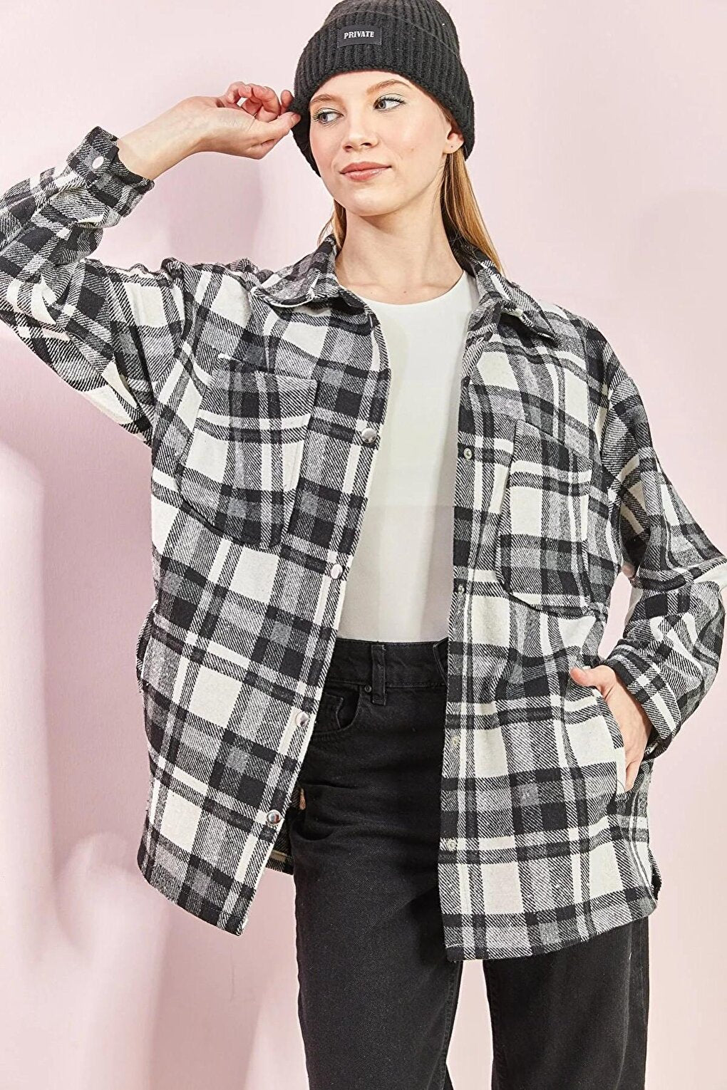 Women's Plaid Pattern Lumberjack Shirt with Rubber on the Back