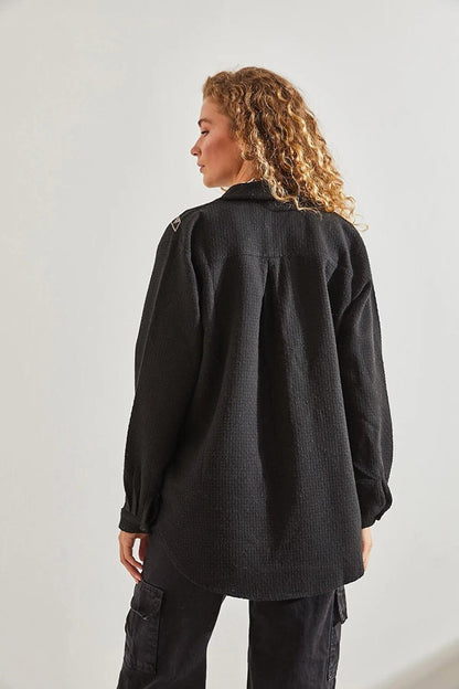 Women's Embroidered Oversize Cuff Shirt